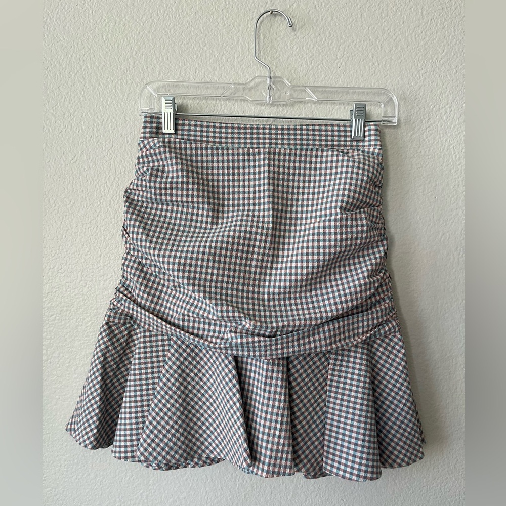 Veronica Beard Blue & Red Plaid Ruffle Skirt in Women’s Size 0